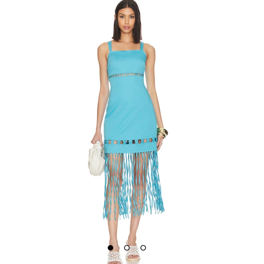 SIMKHAI Effy Sateen Dress, Capri Blue, Size 0
